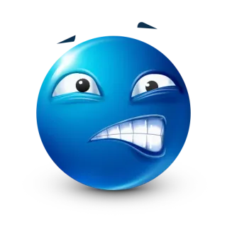 😬 Emoji, Azul, Cara, Expresión, Enojado, Dibujo animado whatsapp sticker