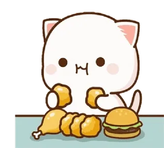 🍔 gato, pollo, hamburguesa, comida, dibujos animados, lindo telegram sticker