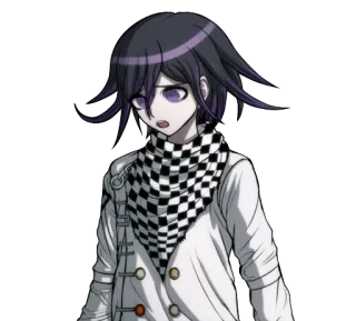 😥 Kokichi Oma Danganronpa V3: Killing Harmony Anime, Danganronpa, Kokichi Oma, cabelo roxo, cachecol xadrez whatsapp sticker