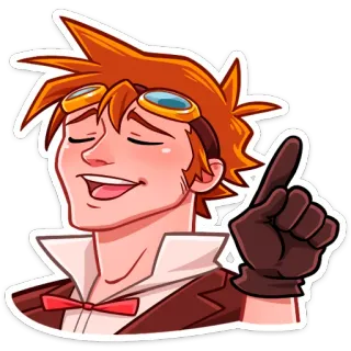 😔 Мультфильм, Персонаж, Рыжий, Указывает, Коричневый костюм, Стимпанк telegram sticker