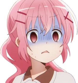 😨 anime, ketakutan, terkejut, rambut pink, perempuan, kartun telegram sticker