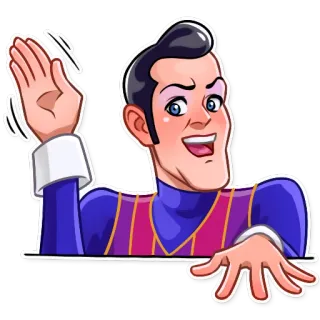👋 Robbie Rotten LazyTown 罗比·罗腾, 懒人镇, 卡通人物, 动画, 反派, 挥手 telegram sticker