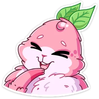 😂 สัตว์, น่ารัก, สีชมพู, มีความสุข, คาวาอิ, การ์ตูน, จิบิ telegram sticker