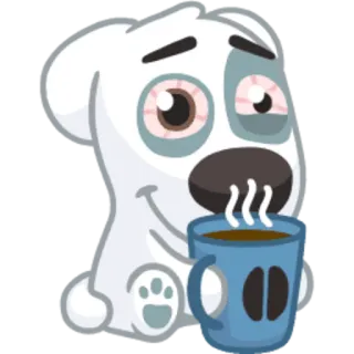 😫 dog, coffee, tired, cute, cartoon telegram sticker