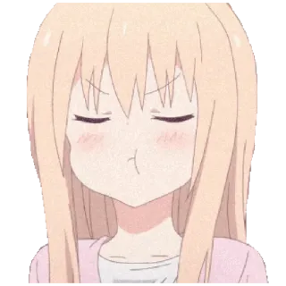 🙁 anime, girl, cute, blush, closed eyes, pout telegram sticker