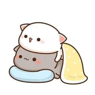 🐱 chat, mignon, kawaii, animal, sommeil, oreiller, couverture telegram sticker