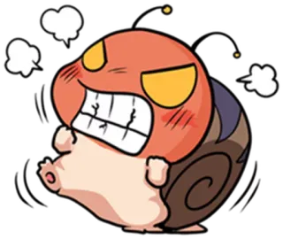 😡 marah, kartun, siput, imut, merah, kesal whatsapp sticker