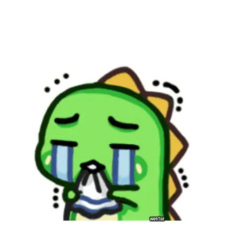😭 恐龙, 哭泣, 难过, 卡通, 情绪化, 可爱 whatsapp sticker