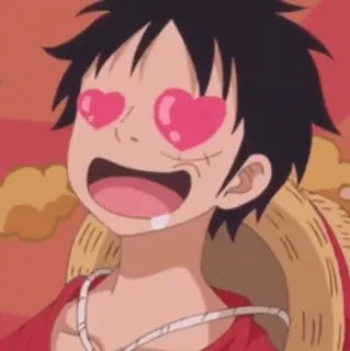 😍 Luffy One Piece animé, dessin animé, coeurs, amour, manga telegram sticker