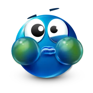 🤢 emoji azul, personaje de dibujos animados, mejillas regordetas, lindo, arte digital whatsapp sticker