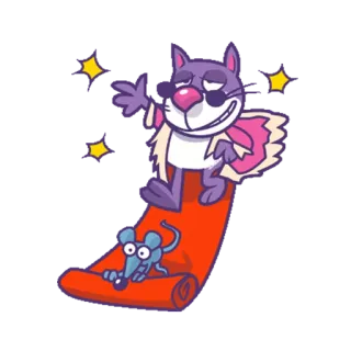 😎 gatto, topo, cartone animato, animale, carino, adesivo, illustrazione telegram sticker