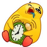 😴 птица, будильник, плачет, грустный, желтый, мультфильм, милый telegram sticker