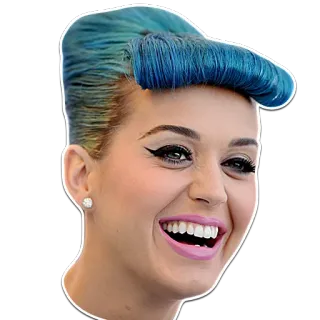 😄 Katy Perry chanteur, pop star, cheveux bleus, célébrité whatsapp sticker