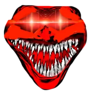 🤕 น่ากลัว, สีแดง, สัตว์ประหลาด, ฟัน, น่าขนลุก, ปีศาจ telegram sticker