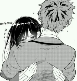 😢 onrojarse hug, anime, couple, romance, love, manga telegram sticker
