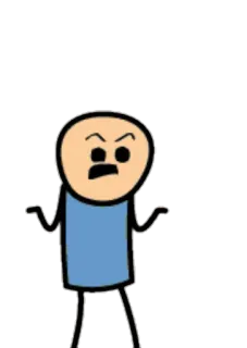 😕 Cyanide & Happiness, การ์ตูน, คนติด, ยักไหล่, ตั้งคำถาม telegram sticker