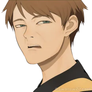 🤢 @SwallowZirogol Estilo anime, Hombre, Sonrisa burlona, Retrato, Personaje telegram sticker