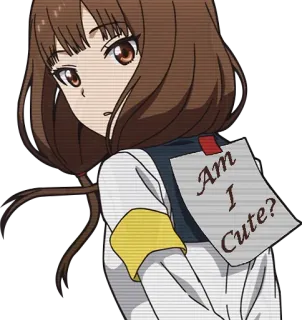 😯 Am I Cute? Anime, süß, Mädchen, Aufkleber, Frage telegram sticker