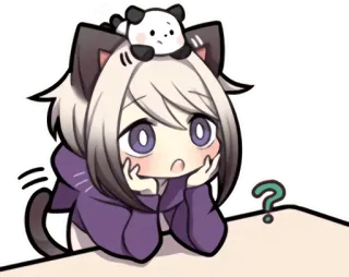 ❓ Anime, Fille, Mignon, Panda, Sticker, Oreilles de chat whatsapp sticker