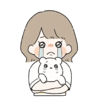 🌟 pleurer, triste, émotion, fille, larme, ours en peluche telegram sticker