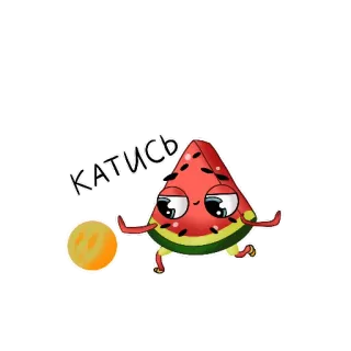 🖕 катись anguria, frutta, cartone animato, rotolando, divertente, carino whatsapp sticker