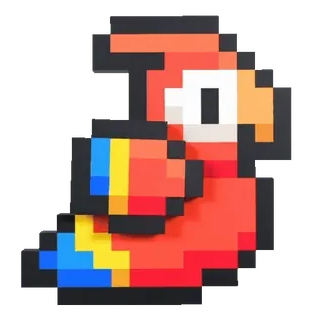 🙃 parrot, bird, pixel art, sticker telegram sticker