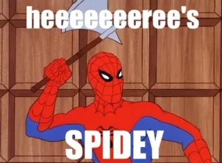 🪓 Spider-Man heeeeeeeere's SPIDEY spiderman, marvel, axe, comic book, hero telegram sticker