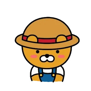 💬 Ryan kakao friends, ryan, desenho animado, personagem, urso, chapéu telegram sticker