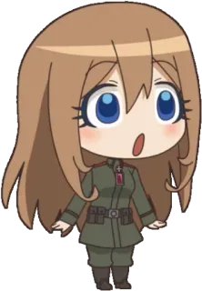 😮 Anime, Militar, Uniforme, Chibi, Chica, Personaje, Alemán telegram sticker