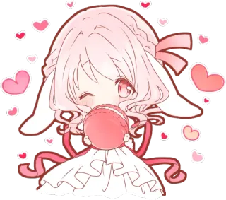 😉 anime girl, cute, hearts, pink, kawaii telegram sticker