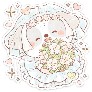 👰‍♂️ anjing, pengantin, pernikahan, imut, binatang, kartun, perkawinan, bunga telegram sticker