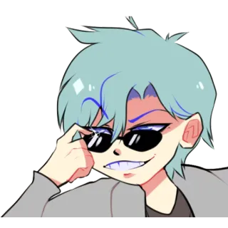 😏 anime, occhiali da sole, cool, personaggio telegram sticker