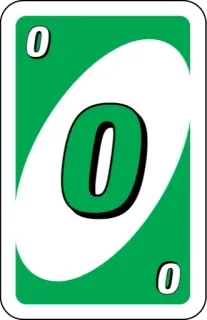 💚 Uno 0 uno, card game, green, number 0, card whatsapp sticker