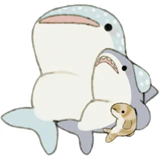 🦈 Walhai, Hai, Niedlich, Tier, Fisch, Cartoon, Meerestier whatsapp sticker