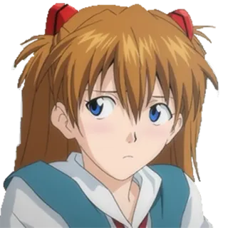 🙁 Asuka Langley Sohryu Neon Genesis Evangelion animé, fille, cheveux orange, nattes, Asuka whatsapp sticker