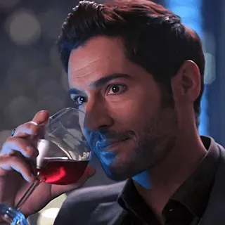 😶 Lucifer Morningstar Lucifer Lucifer, Tom Ellis, rượu vang, nhân vật, phim truyền hình telegram sticker