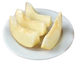 🍽 дыня, еда, фрукт, дольки, тарелка telegram sticker