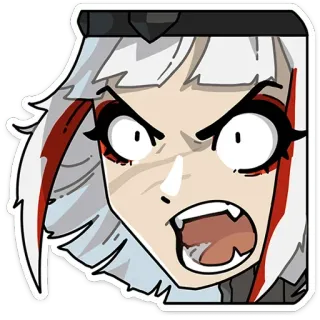 🤬 arrabbiato, cartone animato, anime, faccia, espressione, capelli bianchi telegram sticker