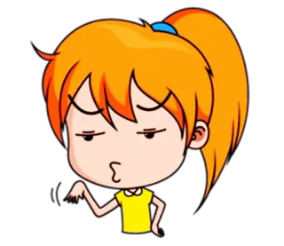 😑 Cartone animato, Ragazza, Broncio, Carino, Espressione, Personaggio, Animato telegram sticker
