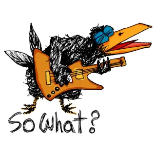 😤 So What? bird, guitar, rock, music, crow, punk, cool, attitude telegram sticker
