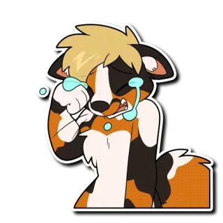 😭 pleurs, triste, larmes, furry, chien dessin animé, emo telegram sticker