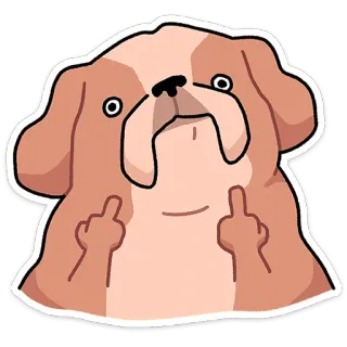 ⭐ chien, doigt d'honneur, insulte, impoli, offensant, dessin animé, animal telegram sticker