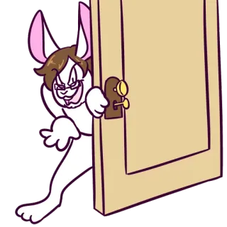👹 Cartone animato, Coniglio, Porta, Inquietante, Animale, Personaggio telegram sticker