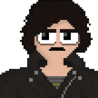 😐 pixel art, kartun, potret, karakter, jaket, kacamata whatsapp sticker