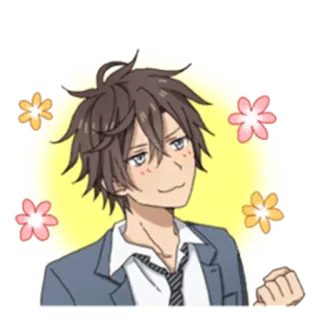 ☺️ anime, cute, flowers, smiling, boy, cartoon telegram sticker