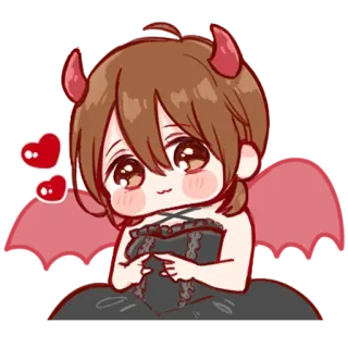 💞 devil, demon, wings, anime, chibi, horns, cute, heart telegram sticker