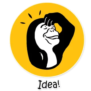💡 Idea! idea, thinking, monkey, ape, cartoon telegram sticker