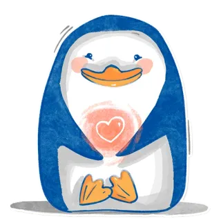 ❤️ pinguino, cuore, carino, animale, cartone animato telegram sticker