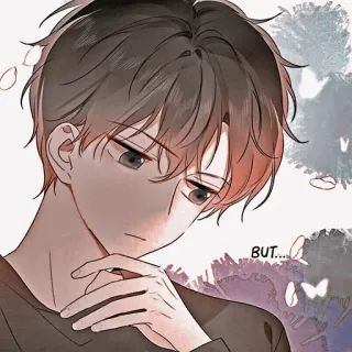 🦔 BUT... Anime, Chłopak, Kreskówka, Manga, Smutny, Zamyślony telegram sticker