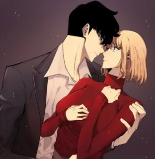 ❤️ Paar, Umarmung, Romantik, Beziehung, Liebe, Anime telegram sticker